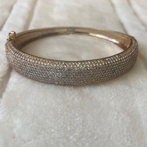 Gold over sterling silver cz pave hinged bracelet